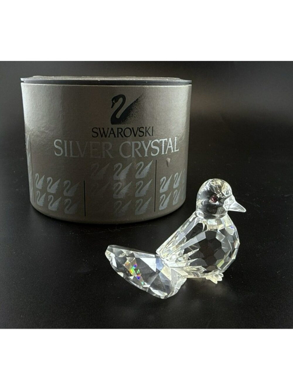 Swarovski Dove Peace Bird Crystal Figurine Box COA Clear Austria Retired